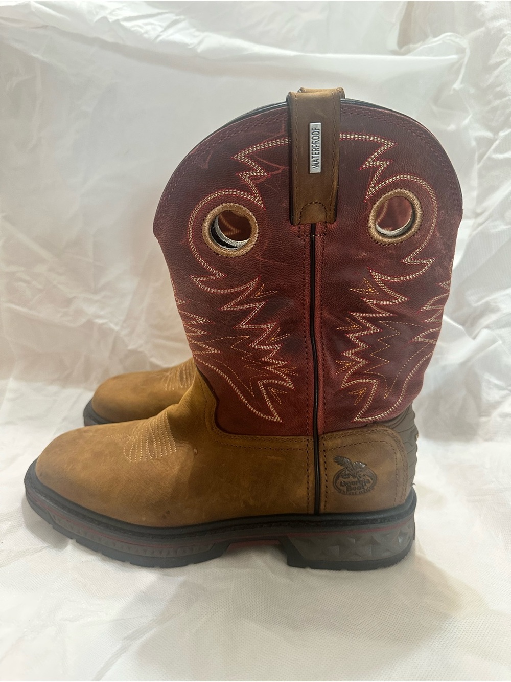 Georgia Boots Brown and Burgundy Waterproof Pull-On Boots